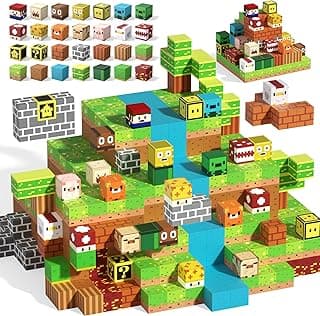 Minecraft Magnetic Blocks - 120PCS The Plumber is Out - 1" Creative Magnacraft Magnetic Building Cubes Gift Set for Kids Ages 4-8
