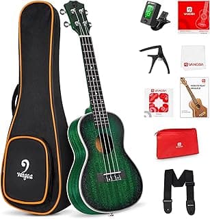 Vangoa Ukelele 23 Adult Beginner Concert Ukulele Mahogany Bundle Professional Wooden Hawaiian Starter Uke Kit, Green image