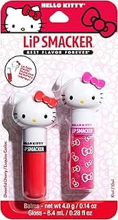 Lip Smacker Lippy Pals Swirls, Sanrio Hello Kitty, Flavored Moisturizing & Smoothing Soft Shine Lip Balm, Hydrating & Protecting Fun Tasty Glossy Finish, Cruelty-Free & Vegan - Cheerful Cherry, Kiwi image