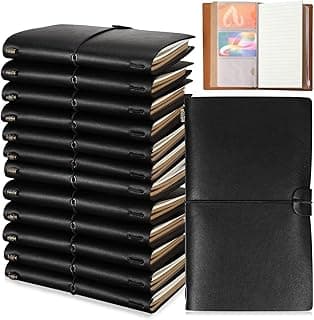 Cholemy 12 Pcs PU Leather Journal Notebook Bulk Personalized DIY Engraved Leather Notebooks Vintage Refillable Travel Journal for Volunteer Coworker Staff Employee Appreciation Gifts(Black) image