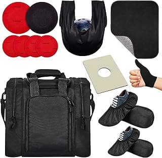 Bowling Accessories Kit Bowling Ball Bag for Single Ball with Padded Ball Holder Bowling Shoe Covers Non Slip Bowling Ball Seesaw Bowling Sanding Pad Bowling Ball Towel Bowling Thumb Saver Protector image