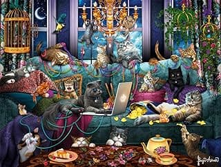 Buffalo Games - Brigid Ashwood - Quarantine Cats - 750 Piece Jigsaw Puzzle For Adults -Challenging Puzzle Perfect for Game Nights - Finished Size is 24.00 x 18.00 image