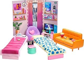 Barbie Toy Playset, Big City, Big Dreams Dorm Room Furniture & Accessories with 2 Beds, Couch, Bean Bag Chair & More
