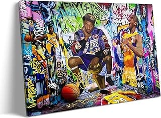 Kobe Bryant Canvas Wall Art Decor - 11X14 inch Graffiti-Inspired Basketball Tribute Featuring Lakers Iconic Moments, Mamba Mentality Design for Living Room or Office Wall Decor image
