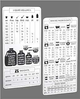 Kitchen Conversion Chart Magnet 2-Pack, Imperial to Metric Measurement Conversion Chart for Cooking, Accurate Baking Ingredients Measurements in Grams & Ounces to Cups image