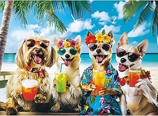 300 Piece Puzzles for Adults,Cute Beach Dog Jigsaw Puzzle for Adults Children Seniors,Large Piece Animal Puzzle for Kids Ages 8-10 10-12,Challenging Funny Corgi Puzzle,Family Game Great Gift 20.5*15in