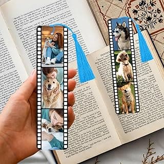 Personalized Bookmark with Picture Text Metal Custom Bookmarks with Tassel Double-Sided Custom Engraved Photo Color Bookmark for Book Lovers Kids Women Men Christmas Birthdays Valentine’s Day Gift image