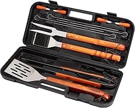 Cuisinart 13-Piece Wooden Grill Tool Set, BBQ Accessories & Grill Tools, Durable Stainless-Steel Utensils with Recycled Plastic Case, Spatula, Tongs, Cleaning Brush & More, Grilling Gifts for Men, Dad Outdoor Christmas Gifts