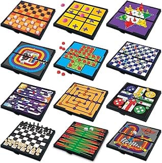 Gamie Small Magnetic Board Travel Game Set - includes 12 Retro Fun Games - 5 Inch Compact Design - Individually Boxed - Teaches Strategy and Focus - Road Trip, Travel, Camping for Kids 6+ image