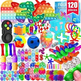 Fidget Toys, 120 Pack Fidgets Set Stocking Stuffers for Kids Party Favors Autism Sensory Toy Bulk Adults Kids Boys Girls Teens Stress Autistic ADHD Anxiety Carnival Treasure Classroom Prizes image