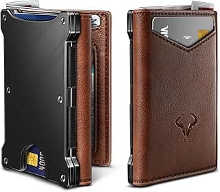 Men Wallet, Slim Front Pocket Leather Wallet Magnetic Closure for Gift Men,Expandable for 14Cards image