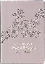 Christian Art Gifts Classic Journal Strength and Dignity Proverbs 31 Woman Bible Verse, Inspirational Scripture Notebook, Ribbon Marker, Gray Faux Leather Flexcover, 336 Ruled Pages