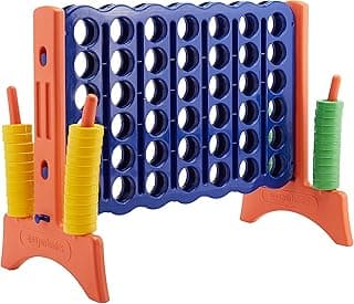 Amazon Basics Junior BPA-Free 4-to-Score Giant Premium Plastic Games Set, 4 in A Row for Kids and Adults with Carrying Bag, Great For Gifting, Variety of Colors, Blue, Yellow, Red, Green, Large image