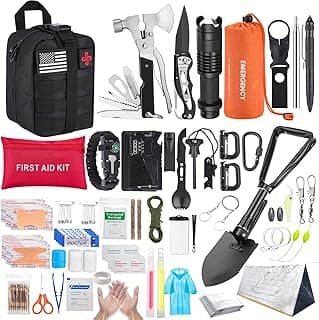 Survival Kit, 252Pcs Survival Gear First Aid Kit with Molle System Compatible Bag and Emergency Tent, Emergency Kit for Earthquake, Outdoor Adventure, Hiking, Hunting, Gifts for Men Women image
