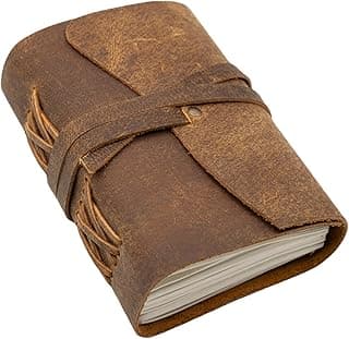 Small Leatherbound Vintage Journal - only 4x6 inches - Lined Pages - Hand-Crafted Rustic Leather Writing Notebook - Ideal for Writers, Artists, Poets, and Travelers image