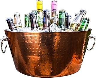 BREKX Insulated Rose Gold Double Walled Ice Bucket for Parties, Anchored Wine Bucket/Large Ice Bucket with Handles, Drink Cooler for Parties, 12 Quarts (3 Gallon) image