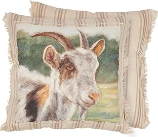 Primitives by Kathy Decorative Pillow-Brown and White Goat Decorative Throw Pillow, Multicolor image