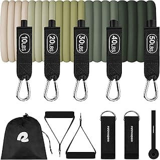 Retrospec Train Resistance Bands Set (5pc) Workout Bands w/Handles, Door Anchor, Carry Bag for Women & Men image