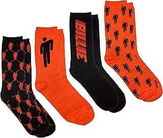 Official Adult Crew Socks Gift Box Set, Pack of 4 & 2 Enamel Pins Set, Orange
