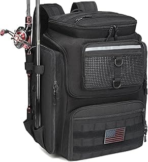HAMBOLY Fishing Backpack with Rod Holders, 40L Tackle Box Backpack for Fishing Gear, Waterproof Fishing Tackle Bag for Men image