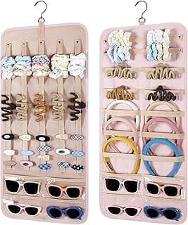BAGSMART Hanging Jewelry Organizer Claw Clip Holder for Headbands, Sunglasses, Hair Clips, Claw Clips Double-Sided on Closet, Wall, Door, 1 piece, Large-Baby Pink image