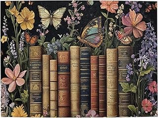 Vintage Style Wildflowers Puzzles for Adults 500 Pieces,Wildflowers Pages Jigsaw Puzzle, Vintage Book Puzzles for Book Lover,Plant Floral Flowers Puzzle As Home Decor,Wooden Puzzle image