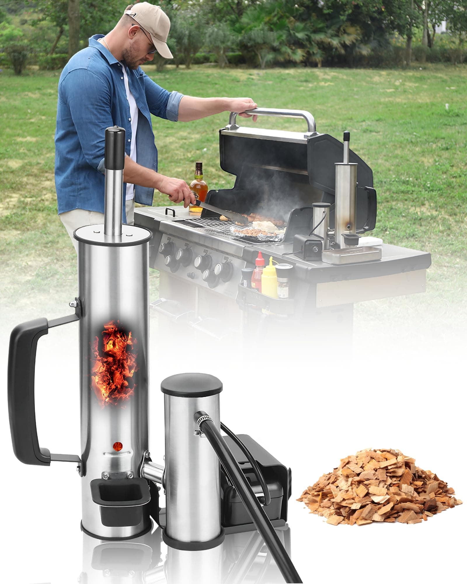 Smoke Generator For Cheese, Smoke Tube For Pellet Smoker,Outdoor Hot or Cold Smok er with Air Pump,Griddle Accessories for Camping, Cold Smoker Attachment, Smoke Box for Any Grill