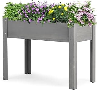 40x20x31 inch Raised Garden Bed with Legs, Elevated Wooden Planter Box for Outdoor Plants Flowers Fruits Vegetable Herb Growing