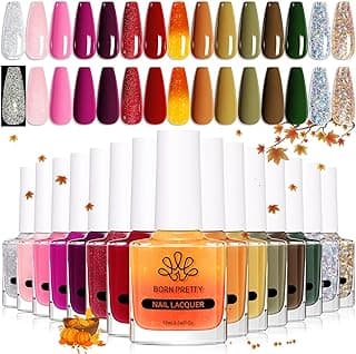 Born Pretty Nail Polish Set, 15 Colors Fall Winter Nail Polish 10ml Quick Dry Nail Polish Kit Pink Red Silver Gold Glitter Color Changing Orange Nail Lacquer Glossy Nail Polish Manicure DIY Salon image