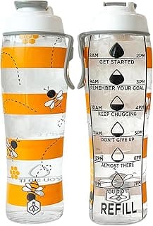 Biddlebee Hydration Tracker Water Bottles with Times To Drink | Motivational Water Bottle with Time Marker | BPA Free Gym Water Bottle with Chug Cap & Carry Loop