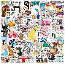 150PCS Veterinary Water Bottle Sticker Vinyl Waterproof Veterinary Sticker Cute Veterinary Gifts Pet Hospital Veterinary Office Decoration Funny Veterinary Stickers Gifts