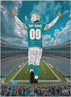 Wooden Jigsaw Puzzles for Adults - Customized Name and Number on (Miami) Football Player with Home Field Advantage - 300 500 1000PCS Puzzles Game image