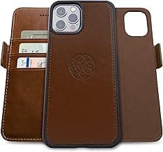 Dreem Fibonacci Compatible with iPhone 13 Pro Max Wallet case / 2-in-1 Shockproof case and Detachable Vegan Leather Folio, MagSafe Compatible, RFID Protection [Chocolate]