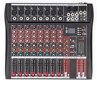 Professional Audio Mixer Sound Board Console USB bluetooth Audio Mixer DJ Live Mixing Console Dedicated Stereo 2-Track Bluetooth Live Studio Mixing Console Board(8 Channel)