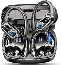 Wireless Earbuds, Sport Bluetooth 5.3 Headphones with Earhooks Bluetooth Earbuds in-Ear with HiFi Stereo Wireless Earphones 50H Playtime, IP7 Waterproof Dual LED Display, ENC Noise Cancelling, Running