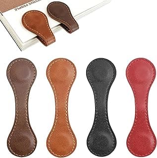 Magnetic Bookmark, 4Pcs Personalized Leather Retro Bookmark Magnetic Page Markers for Book Lovers, Readers, Kids image