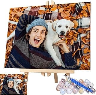 Custom Paint by Numbers for Adults, DIY Canvas Paint by Numbers for Beginners, Personalized Customized Oil Painting Kits, Make Your Photo, Colorful Set Gift For Family, Friends, Pets Home Decoration image