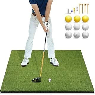 Bltend Thickened Golf Mat: 5x4ft & 5x5ft Heavy-Duty Golf Hitting Mats Practice Outdoor/Indoor, Elite Dense Artificial Turf Matt Training Aid for Backyard/Garage/Driving Range/Simulators image