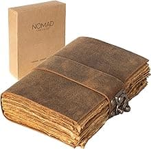 NomadCraftsCo. Vintage Leather Journal with Gift Box - Old Leather Bound Grimoire, Sketchbook, and Notebook - Perfect Leather Journals for Women and Men - Elegant Vintage Book for Writing and Drawing image