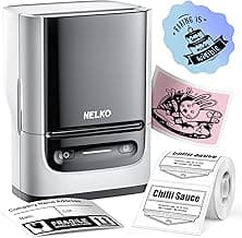 Nelko Label Maker Machine with Tape, PM220 Bluetooth Label Printer, 2 Inch Portable Thermal Printer for Small Business, Address, Logo, Clothing, Sticker Printer for Phones & PC, White image