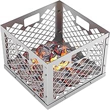 Charcoal Fire Box Basket for Oklahoma Joe's Offset Smoker,BBQ Charcoal Basket Accessories for Most BBQ Smoker Grill,Stainless Steel 12 x 12 x 7.5 Inches