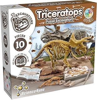 Science4you - Triceratops Fossil Digging Kit for Kids - Excavate and Assemble 10 Dinosaur Fossiles, Dinosaur Toys for Boys and Girls Age 6+, Dino Games, Dinosaur Gifts for 6+ Year Old Boys and Girls image