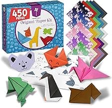 Origami Paper Kit - 50 Projects, 450 Sheets of Colored and Patterned Paper - Hours of Creative Fun for Kids and Adults image