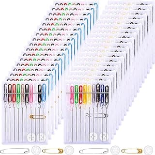XunYee 36 Boxes Mini Quick Fix Sewing Kit Easy Pre Threaded Needle Kit Basic Personal Sewing Kit Threaded Needle Holder Small Home Travel Sewing Box with Pin Button, Assorted Colors image