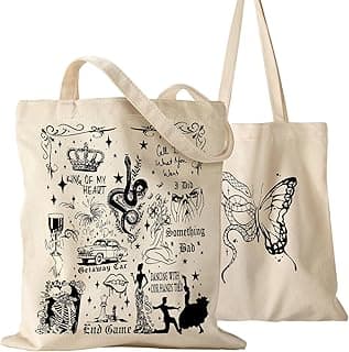 Aesthetic Canvas Tote Bag for Women Pattern Trendy Casual Music Inspired Cloth Totes Bag for Shopping image