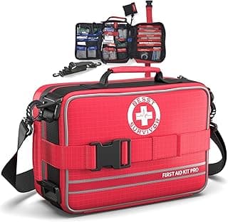 Comprehensive First Aid Kit, Premium Emergency Trauma Kits with Shoulder Strap for Car Camping Gear, Labelled Compartments Survival Kit, Home Essentials, Outdoor Emergency Medical Supplies -252 Piece image
