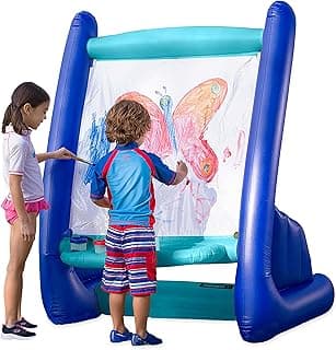 Hearthsong Double-Sided Inflatable Kids Art Easel, Outdoor & Indoor Paint Station, Creative Coloring, Drawing and Painting Art Easel for Kids and Toddlers, Ideal for Arts & Crafts Fun image