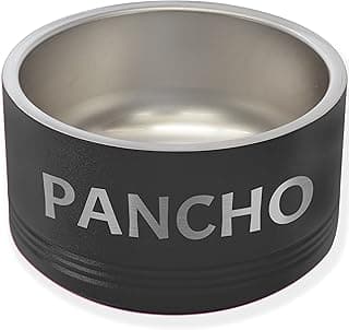 LaserGram Personalized Stainless Steel Dog Bowl, Double Wall Insulated, Non-Slip Design, Custom Name Engraving Included (Black, 18oz)