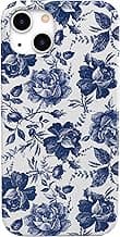 Casely iPhone 13 Floral Case | Compatible with MagSafe | Rose to Fame Coquette | Blue & White Rose Case