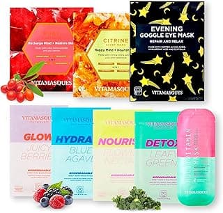 Vitamasques Vegan Face Sheet Masks Kit, 8-Pack - Collection of Triple-Layer Sheet Facial Masks Made With Premium and Natural Ingredients to Boost your Skincare Routine image